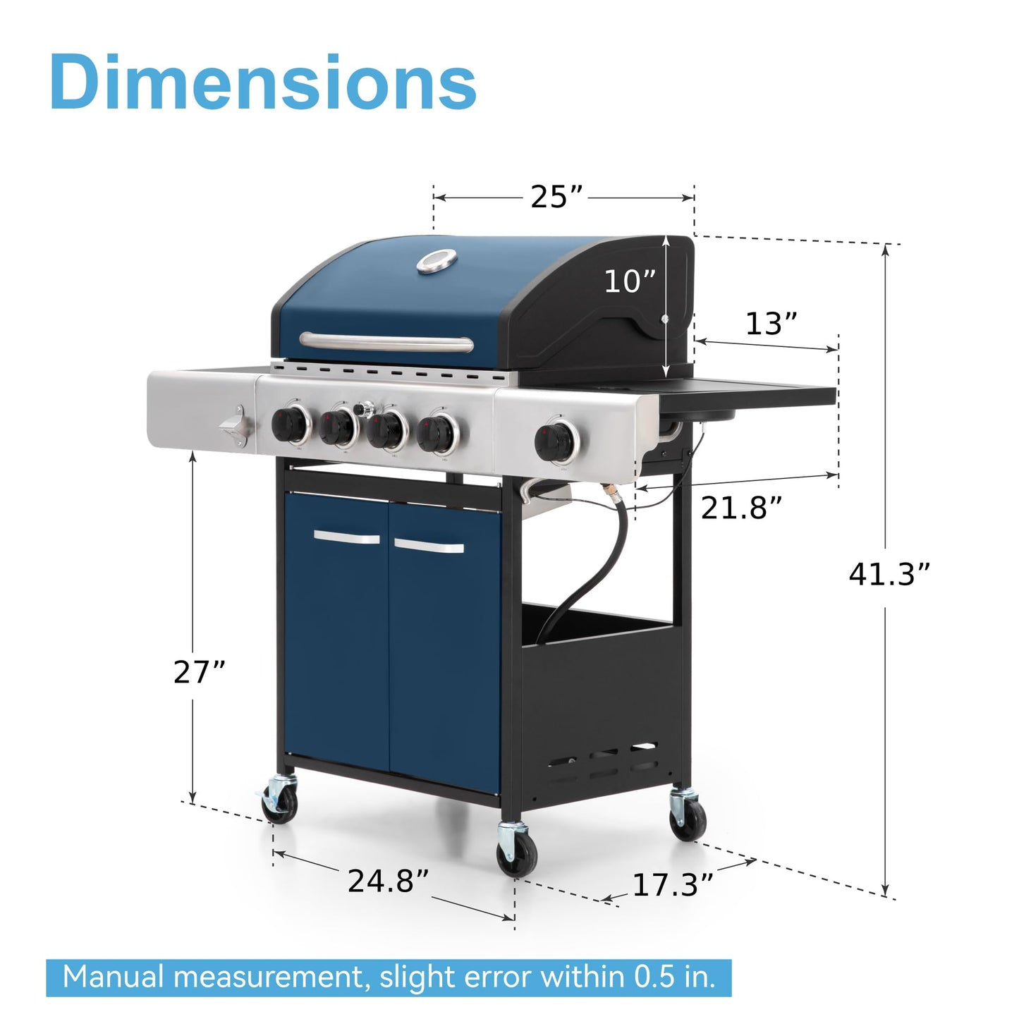 6 Burner Propane Gas BBQ Grill with Side Burner & Porcelain-Enameled Cast Iron Grate, 65,800 BTUs Barbecue Grill 665 Sq. In. Grilling Area, Outdoor Propane Grill for Camping Patio Backyard Cooking