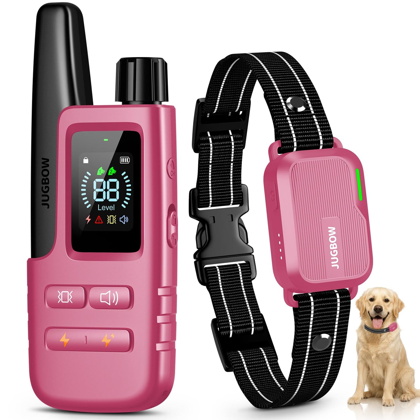 Jugbow Dog Shock Collar - 4500FT Dog Training Collar with Remote, IPX8 Waterproof Electric Dog Collar with 4 Training Modes, Security Lock, Rechargeable eCollar for 10-120lbs Small Medium Large Dogs