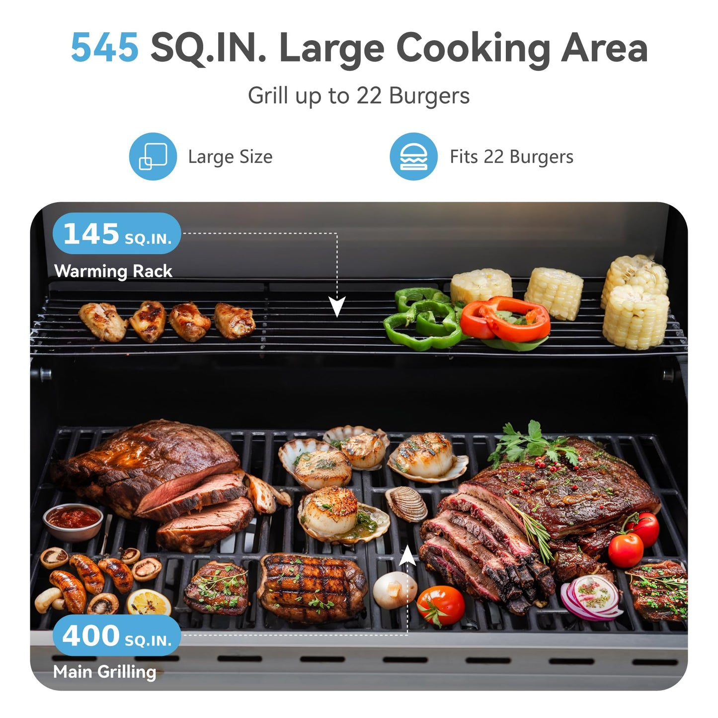 6 Burner Propane Gas BBQ Grill with Side Burner & Porcelain-Enameled Cast Iron Grate, 65,800 BTUs Barbecue Grill 665 Sq. In. Grilling Area, Outdoor Propane Grill for Camping Patio Backyard Cooking
