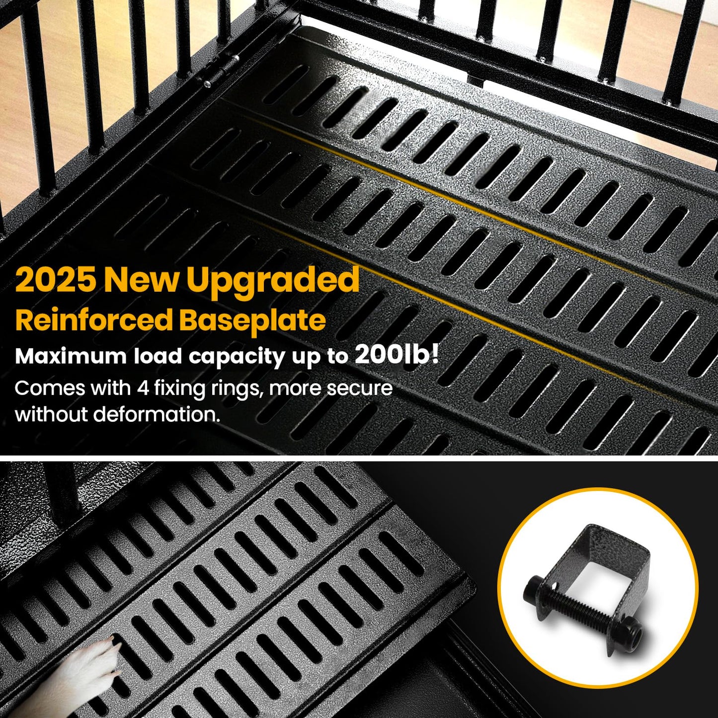 Oranland 48 inch Heavy Duty Indestructible Dog Crate,2025 New Upgraded Reinforced Baseplate for Large Dogs,XL Dog Crate for High Anxiety Dogs/Max Load Capacity 250lbs/Double Door with Wheels