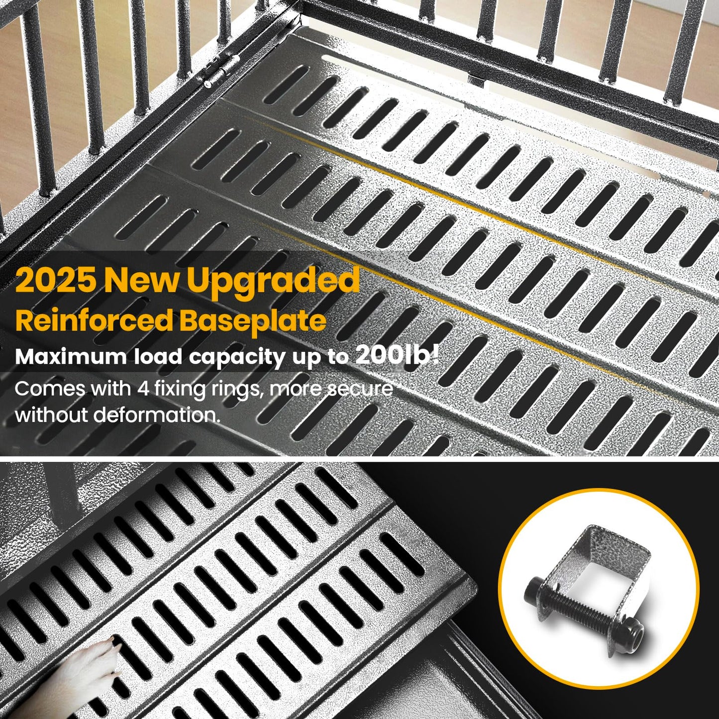 Oranland 48 inch Heavy Duty Indestructible Dog Crate,2025 New Upgraded Reinforced Baseplate for Large Dogs,XL Dog Crate for High Anxiety Dogs/Max Load Capacity 250lbs/Double Door with Wheels
